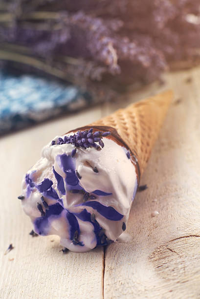 lavender ice cream stock photo