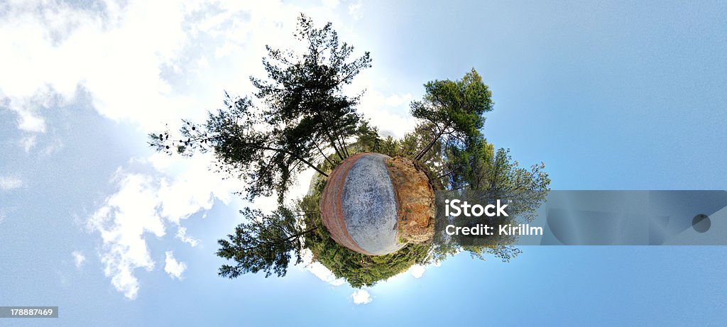 Little Planet Little Planet forest panorama Dirt Stock Photo