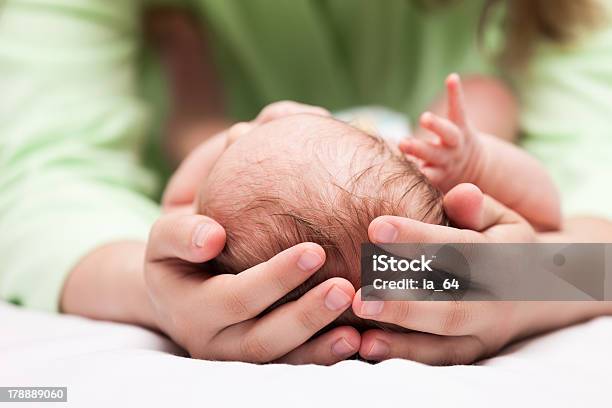 Cute Sleeping Newborn Baby Child On Mother Hands Stock Photo - Download Image Now - Adult, Baby - Human Age, Beautiful People