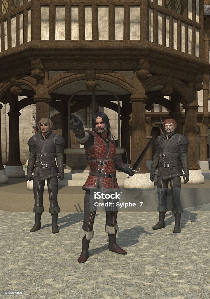 Town Guards Guards on the streets of a Medieval town, 3d digitally rendered illustration Adult Stock Photo