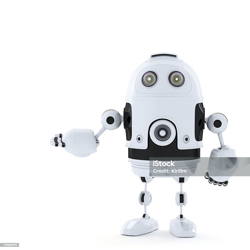 Posing Android Robot Posing Android Robot.  Rendered over white Robot Stock Photo