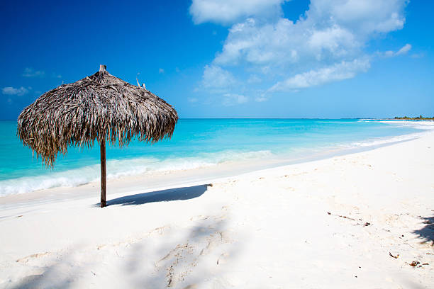 istock Beach Umbrella on white sand in front of Sea 178889512