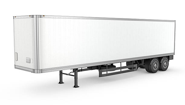 semi trailer estacionado em branco branco - truck white semi truck isolated - fotografias e filmes do acervo