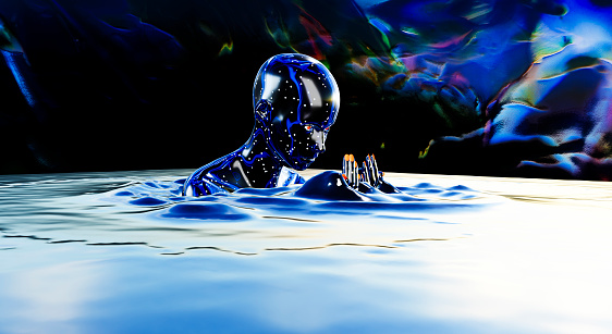 An AI goddess worried about water pollution