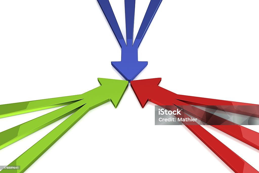 3 D freccia verde-rosso blu - Foto stock royalty-free di Incorporazioni e acqusizioni