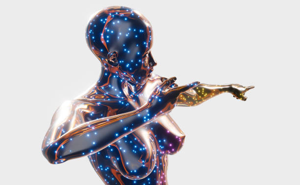 istock Female robot fists pose 1788896806