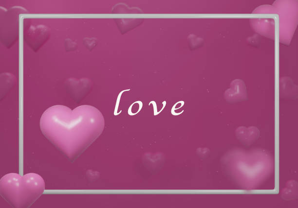 Many pink hearts on pink background for valentine's day greetings, lovely frame. Image 3D rendering.