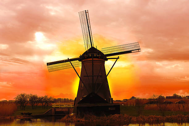 istock Windmill at sunset. Dutch landscape 178890045