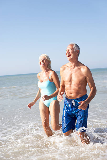 Senior couple on beach holiday