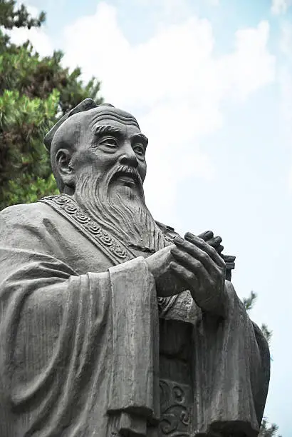 Statue of Confucius, located in Harbin City, Heilongjiang Province, China.