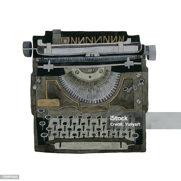 Retro Maszyna Do Pisania - Stockowe grafiki wektorowe i więcej obrazów Maszyna do pisania - Maszyna do pisania, Akwarela, Komunikacja