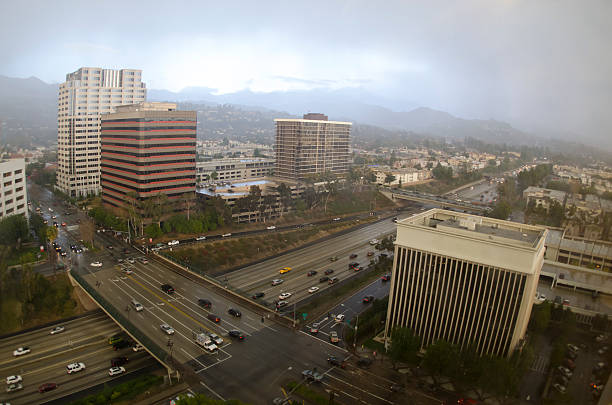 Rainy day in Glendale, CA stock photo