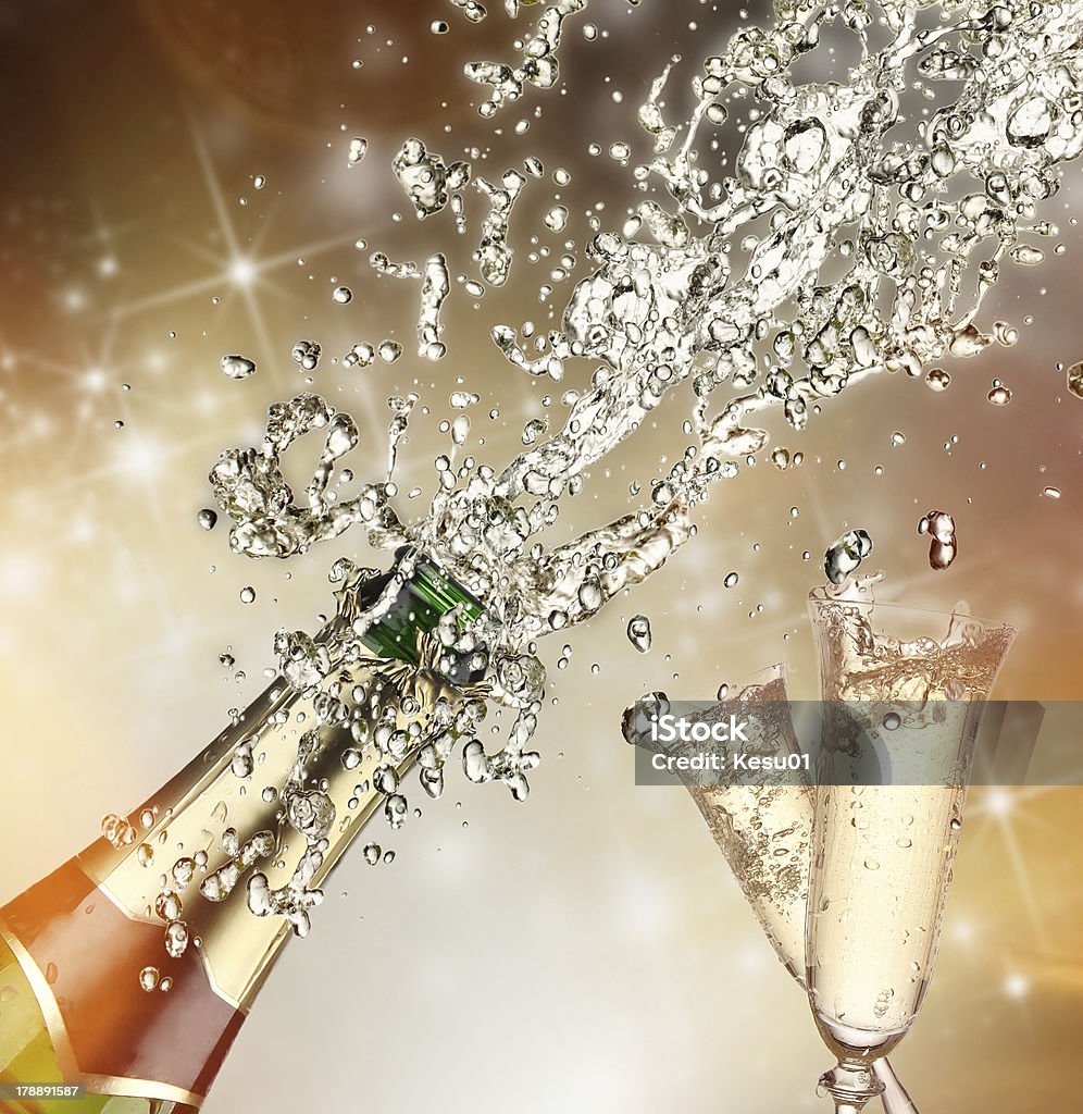 Champagne explosion Close-up of champagne explosion. Celebration theme. 2013 Stock Photo