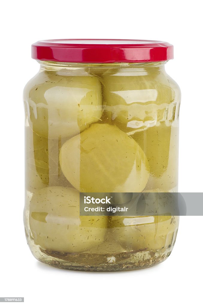 Barattolo di vetro con marinato Pomodoro verde - Foto stock royalty-free di Acerbo