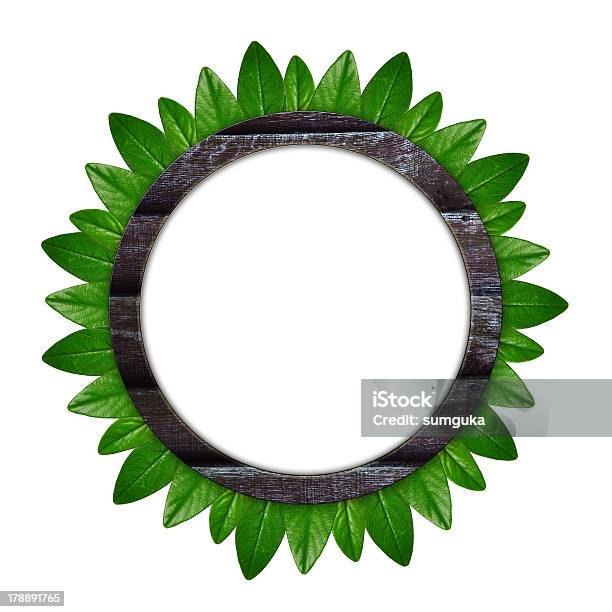 Circle Frame Of Green Leaves Stock Photo - Download Image Now - August, Black Color, Blossom