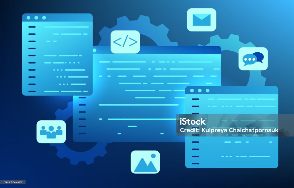 Software System Development Technology It Is A Screen For Writing Code ...