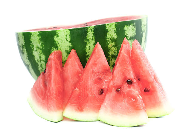 istock Half of watermelon with juicy slice, isolated. 178892546