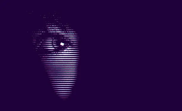 Vector illustration of Terrified eye peeking in the dark with Glitch Technique