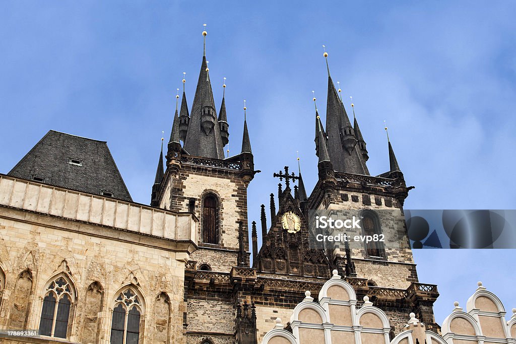 Symbol of Prague: Tyn church Symbol of Prague: church of Our lady before Tyn Ancient Stock Photo