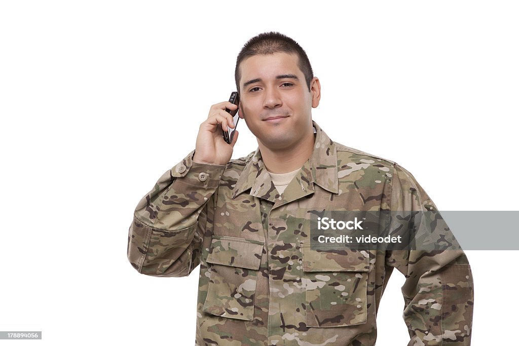 Retrato de um exército Veterano de Guerra a falar ao telefone - Royalty-free Homens Foto de stock