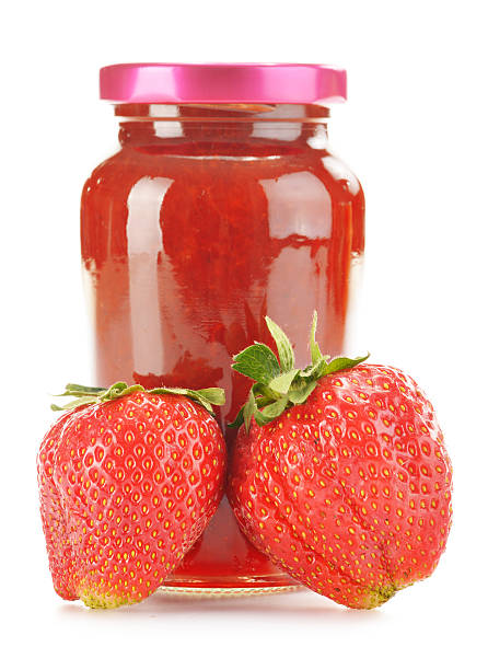 istock Jar of strawberry jam isolated on white 178894331
