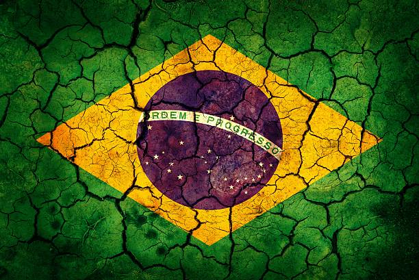istock Brazilian flag painted on a cracked floor 178894376