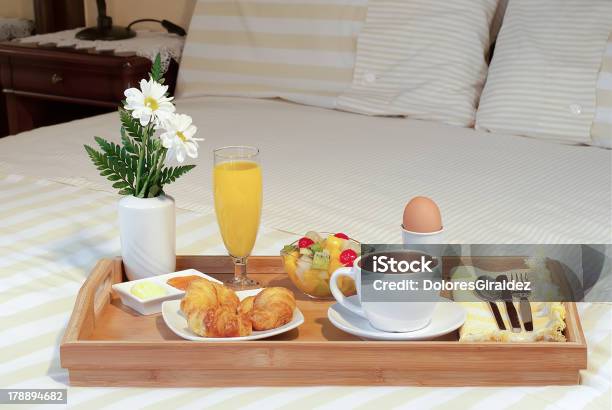 Breakfast Tray In Bed Stock Photo - Download Image Now - Bed - Furniture, Bedroom, Breakfast