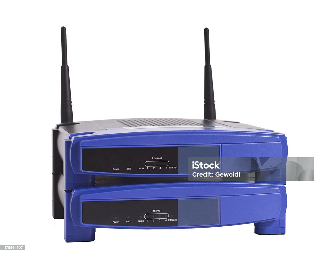 Gestapelte Netzwerk Router - Lizenzfrei Blau Stock-Foto