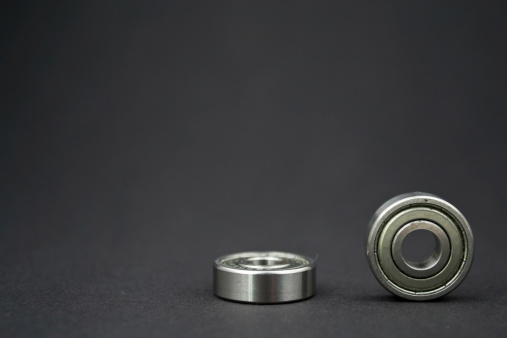 Ball bearings on a white background.