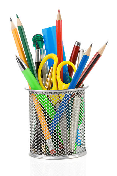 istock holder basket and office supplies isolated on white 178896938