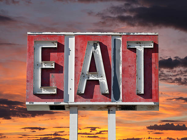 istock Vintage Eat Sign with Sunset Sky 178897457