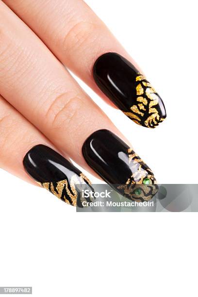 Nail Gel Art Tiger Series Close Up Stock Photo - Download Image Now - Nail Art, Cut Out, Pattern