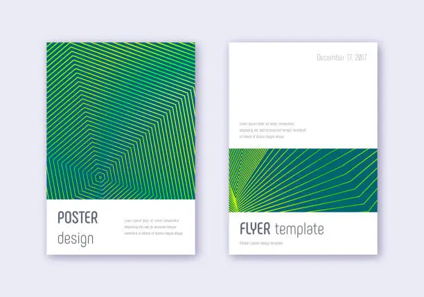 Vector illustration of Minimalistic cover design template set. Green abst