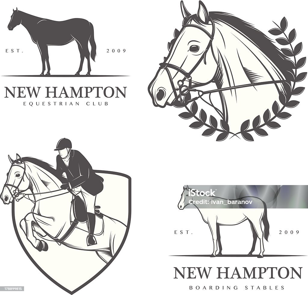 Set of equestrian stables labels and badges Set of equestrian stables labels and badges. Horse stock vector