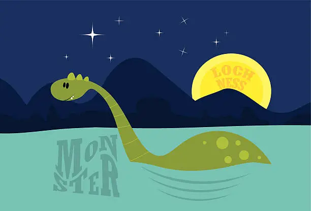 Vector illustration of Cute Loch Ness Monster