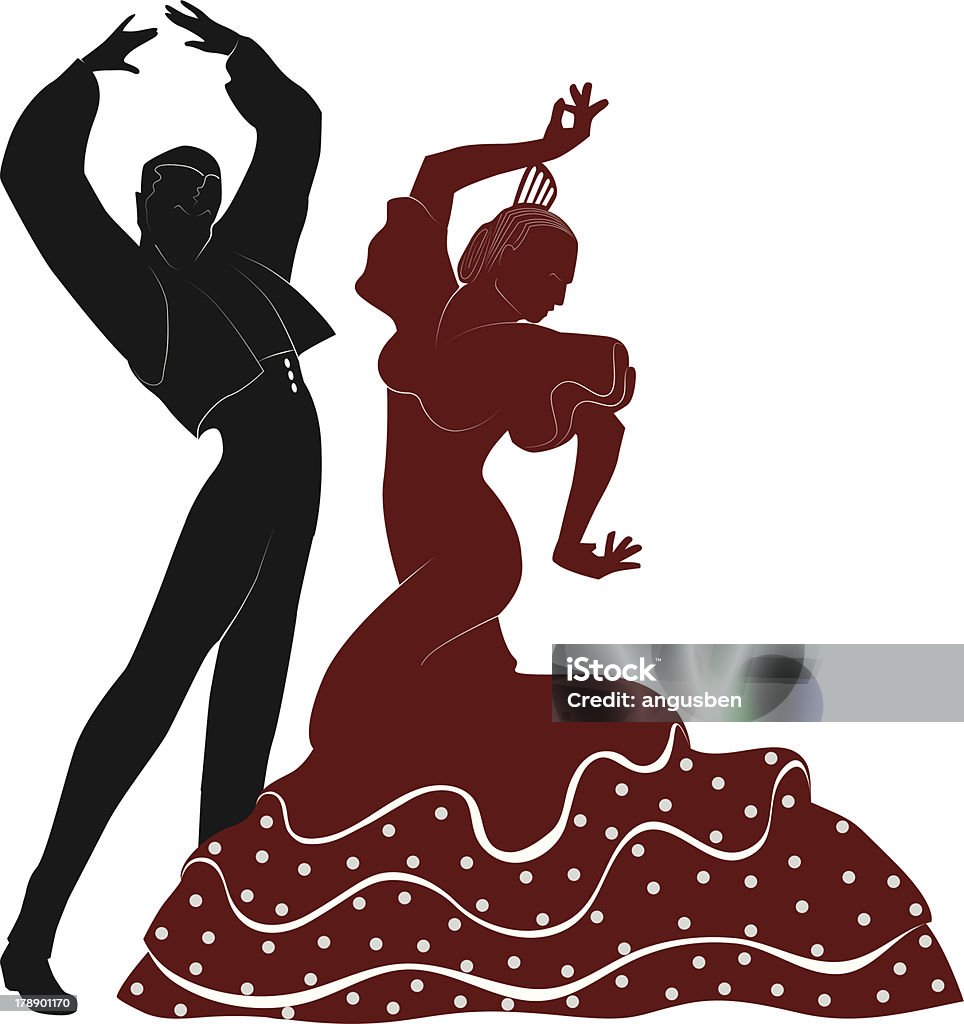 Silhouette Illustration of a pair of flamenco dancers two typical spanish dancers from seville Flamenco Dancing stock vector