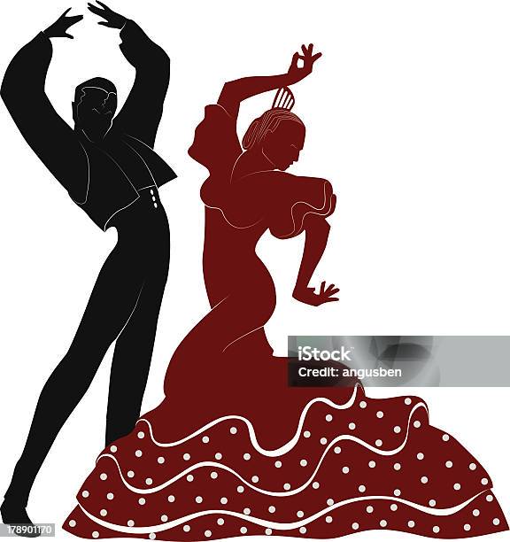 Silhouette Illustration Of A Pair Of Flamenco Dancers Stock Illustration - Download Image Now