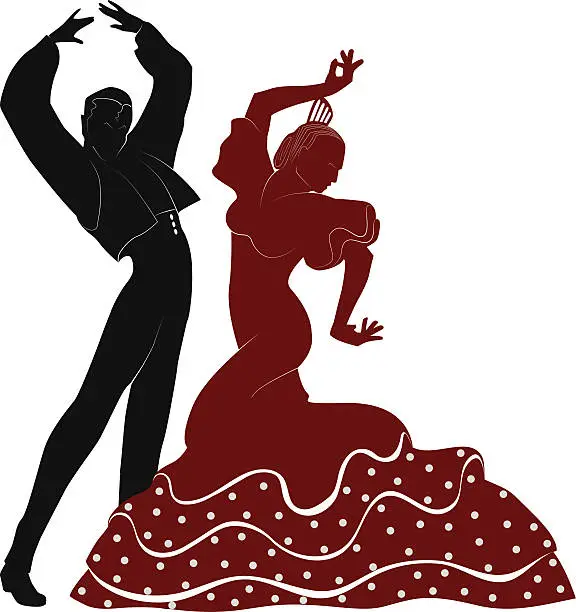 Vector illustration of Silhouette Illustration of a pair of flamenco dancers