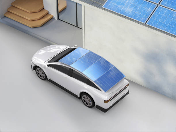istock Ev car or electric vehicle with energy from solar panel 1789013215