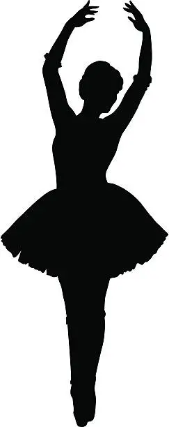 Vector illustration of Silhouette of a ballet dancer with arms above her head