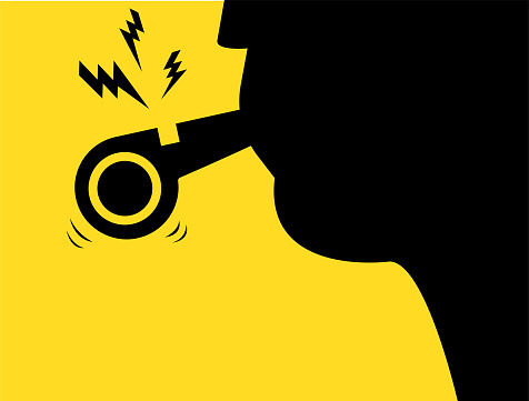 Illustration of a silhouette of a whistleblower, face not visible