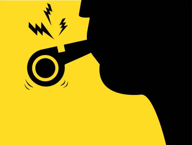 Vector illustration of Silhouette of a whistleblower