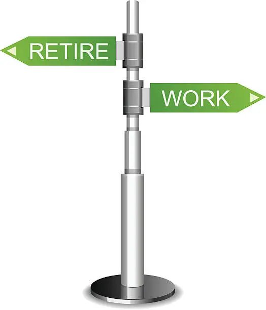 Vector illustration of Work and Retire concept