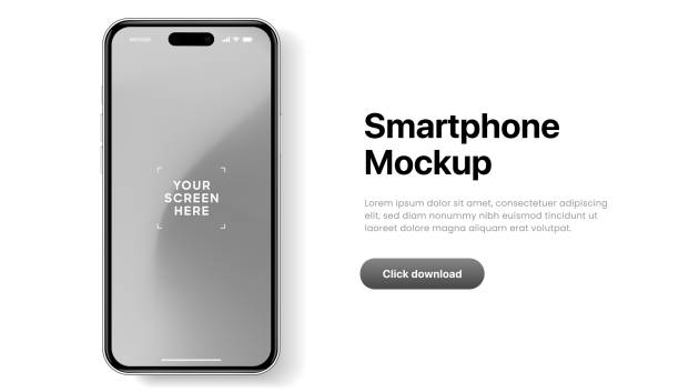istock 3D realistic high quality smartphone mockup with isolated background. Smart phone mockup collection. Device front view. 3D mobile phone with shadow on white background. 1789021142