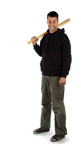 istock Cross-eyed hooligan with bat 178902116