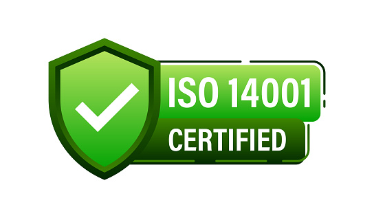 Green ISO 14001 Quality Management Certification Badge Vector illustration