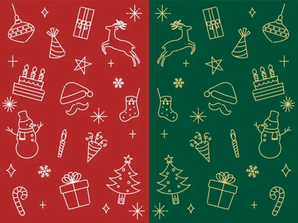 Vector illustration of Hand drawn style Christmas illustration set