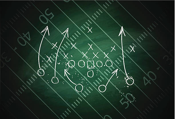 Football play drawn out on a field Illustration contains a transparency blends/gradients. Additional .aiCS5 included. EPS 10 safety american football player stock illustrations