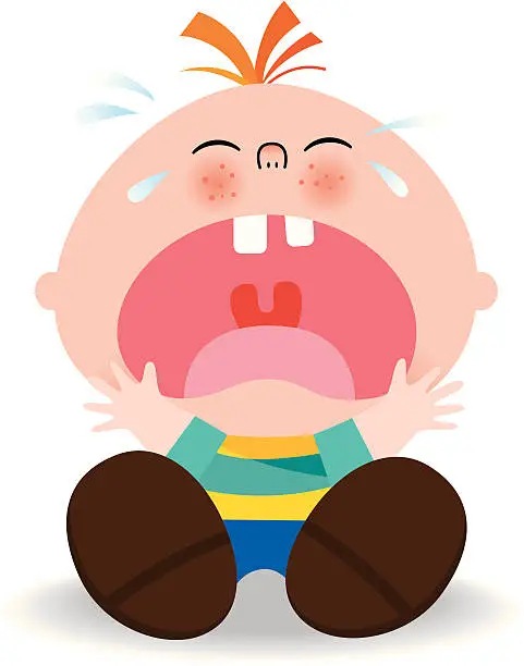 Vector illustration of Little kid crying