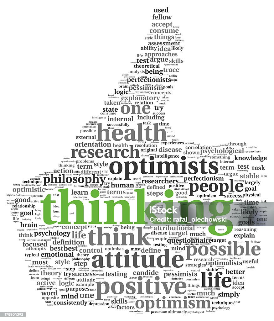 Thumbs up concept in tag cloud Positive thinking concept in word tag cloud of thumb up symbol Aspirations Stock Photo